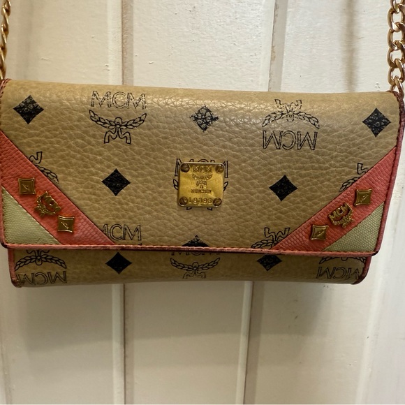 MCM Beige and Pink Women's Wallet Turned Into Bag With Chain - Picture 2 of 7